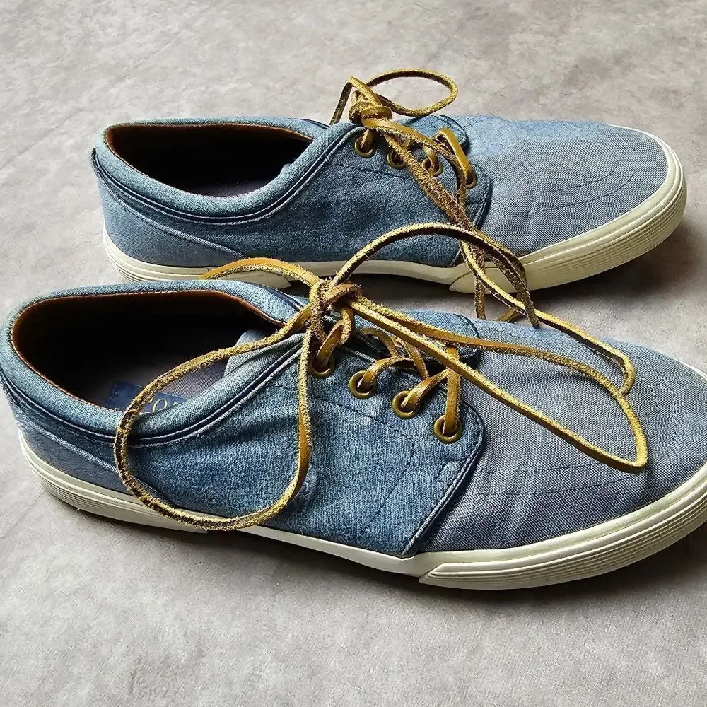 Men's POLO Ralph Lauren Canvas Oxford Shoes Size 8.5 FAXON LOW‎